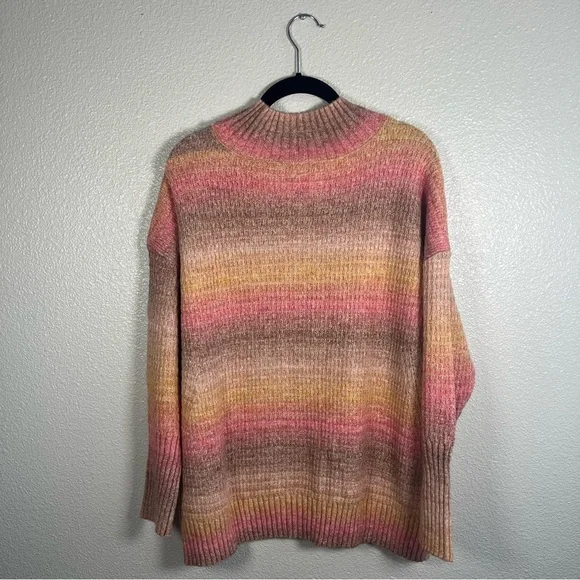 Talbots Space Dye Striped Mockneck Button Shoulder Sweater Size 1X - Picture 6 of 6